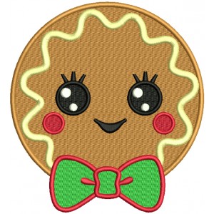Cute Boy Cookie With a Huge Bow Filled Machine Embroidery Design Digitized Pattern