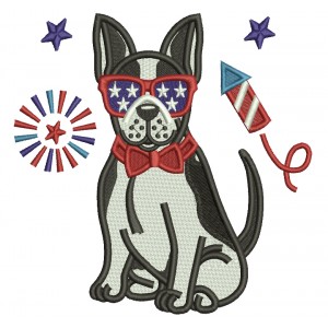 Dog Wearing American Flag Sunglesses Patriotic 4th Of July Filled Machine Embroidery Design Digitized Pattern
