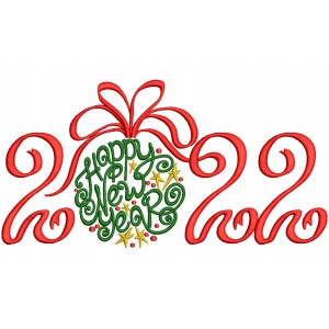 Happy New Year 2022 Ornate Filled Machine Embroidery Design Digitized Pattern
