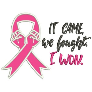 It Came We Fought I Won Applique Breast Cancer Awareness Machine Embroidery Design Digitized Pattern