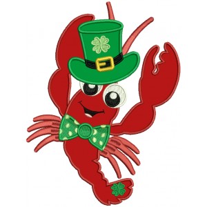Lucky Lobster St. Patrick's Applique Machine Embroidery Design Digitized Pattern
