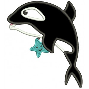 Orka Holding a Starfish Applique Machine Embroidery Design Digitized Pattern