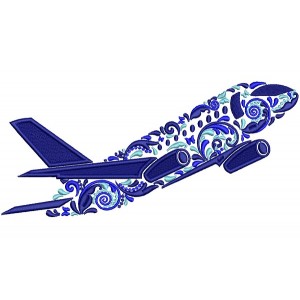 Ornate Airplane Filled Machine Embroidery Design Digitized Pattern