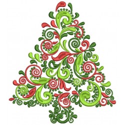 Ornate Christmas Tree Filled Machine Embroidery Design Digitized Pattern