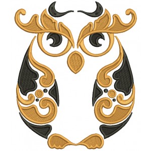 Ornate Owl Filled Machine Embroidery Design Digitized Pattern