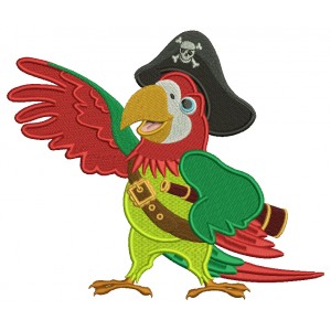 Parrot the Pirate Filled Machine Embroidery Design Digitized Pattern