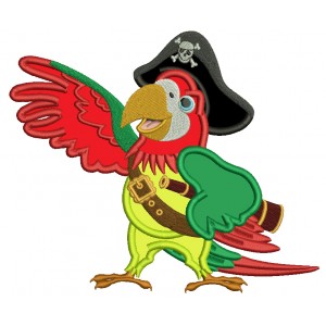 Parrot the Pirate Applique Machine Embroidery Design Digitized Pattern