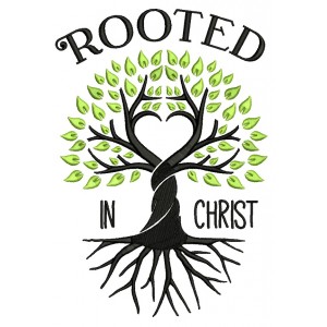 Rooted In Christ Intertwined Tree Religious Filled Machine Embroidery Design Digitized Pattern
