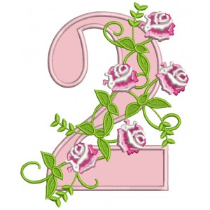 Second Birthday With Roses Applique Machine Embroidery Design Digitized Pattern