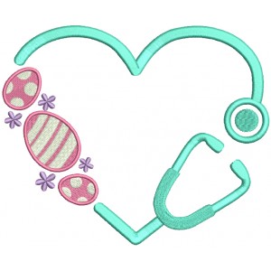 Stethoscope Nurse or a Doctor Easter Eggs Filled Machine Embroidery Design Digitized Pattern