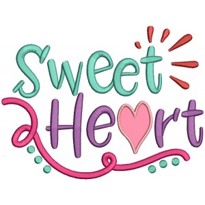 Sweet Heart Love Applique Machine Embroidery Design Digitized Pattern