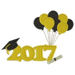 2017 School Graduation Diploma With Balloons Filled Machine Embroidery Design Digitized Pattern