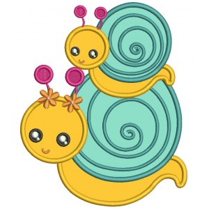 Baby And Mommy Snail Applique Machine Embroidery Design Digitized Patterny 