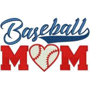 Baseball Mom With a Heart Sports Filled Machine Embroidery Design Digitized Pattern