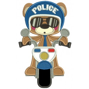 Bear Police Officer Applique Machine Embroidery Digitized Design Pattern