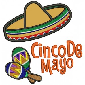 Cinco De Mayo Big Hat Applique Machine Embroidery Design Digitized Pattern