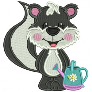 Cute Little Gardner Skunk Filled Machine Embroidery Design Digitized Pattern