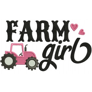 Farm Girl Tractor Filled Machine Embroidery Design Digitized Pattern