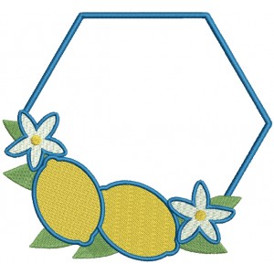 Frame With Two Lemons And Flowers Filled Machine Embroidery Design Digitized Pattern
