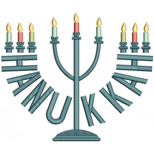 Hanukkah Menorah Filled Machine Embroidery Design Digitized Pattern