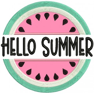 Hello Summer Watermelon Applique Machine Embroidery Design Digitized Pattern