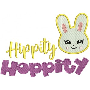 Hippity Hoppity Easter Bunny Filled Machine Embroidery Design Digitized