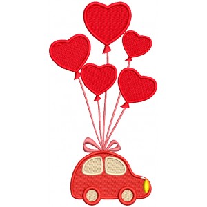 Little Car With Huge Balloons Filled Machine Embroidery Design Digitized Pattern