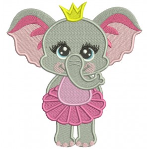 Little Princess Elephant Filled Machine Embroidery Design Digitized Pattern
