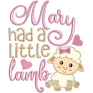 Marry Had a Little Lamb Applique Machine Embroidery Design Digitized Pattern