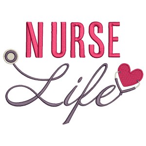 Nurse Life Stethoscope With Heart Filled Machine Embroidery Design Digitized Pattern