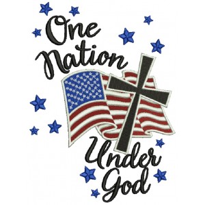 One Nation Under God American Flag With Cross Patriotic Filled Machine Embroidery Design Digitized Pattern