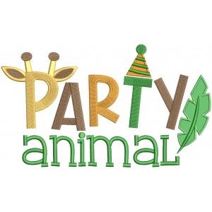 Party Animal Giraffe Ears Applique Machine Embroidery Design Digitized Pattern