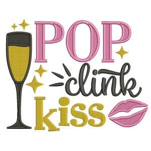 Pop Clink Kiss New Year Filled Machine Embroidery Design Digitized Pattern