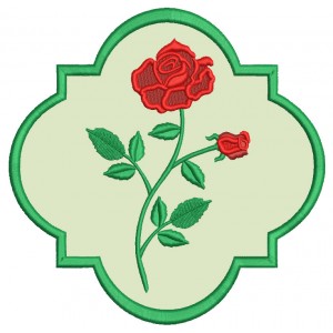 Rose Frame Valentine's Day Applique Machine Embroidery Design Digitized Pattern