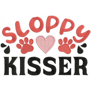 Sloppy Kisser Heart And Dog Paws Valentine's Day Filled Machine Embroidery Design Digitized Pattern