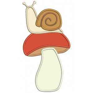Snail Sitting On The Mushroom Applique Machine Embroidery Design Digitized Pattern