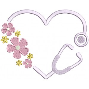 Stethoscope Nurse or a Doctor Flowers Filled Machine Embroidery Design Digitized Pattern