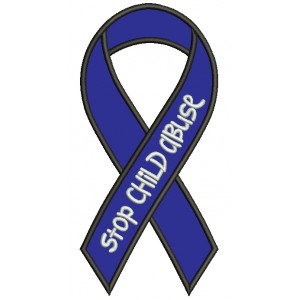 Stop Child Abuse Ribbon Applique Machine Embroidery Design Digitized Pattern