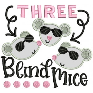 Three Blind Mice Applique Machine Embroidery Design Digitized Pattern