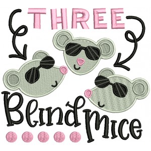 Three Blind Mice Filled Machine Embroidery Design Digitized Pattern