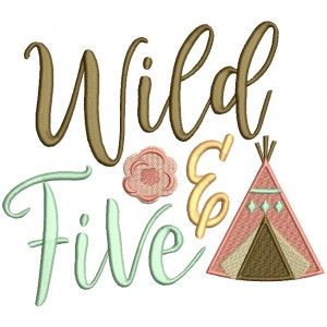 Wild And Five Indian Teepee Camping Filled Machine Embroidery Design Digitized Pattern