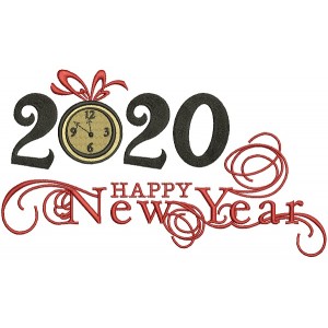 2020 Happy New Year Filled Machine Embroidery Design Digitized Pattern