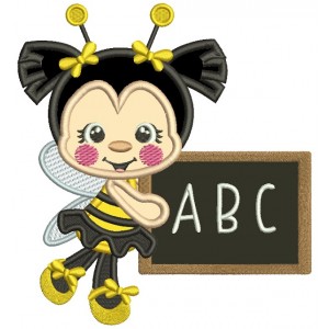 ABC Cute Little Bee School Applique Machine Embroidery Design Digitized Pattern