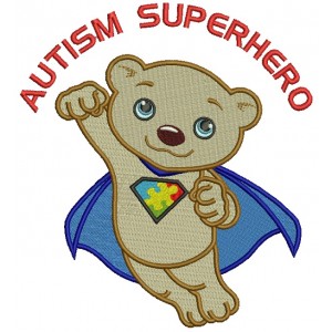 Autism Bear Superhero Filled Machine Embroidery Design Digitized Pattern