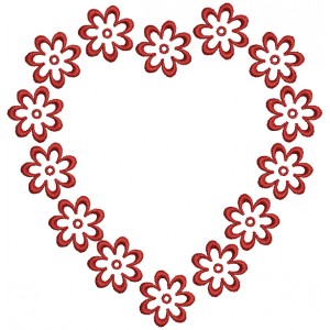 Flower Hearts Love Filled Machine Embroidery Design Digitized Pattern