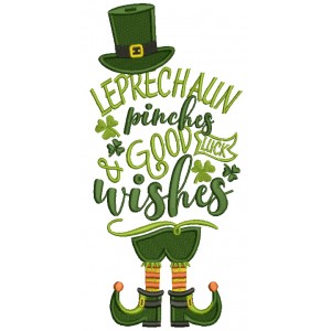 Leprechaun Pinches And Good Luck Wishes St.Patrick's Day Filled Machine Embroidery Design Digitized Pattern