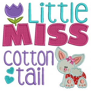 Little Miss Cotton Tail Easter Bunny Filled Machine Embroidery Design Digitized Pattern