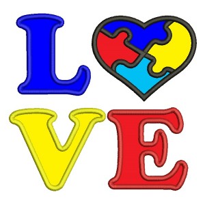 Love Heart Autism Awareness Applique Machine Embroidery Design Digitized Pattern