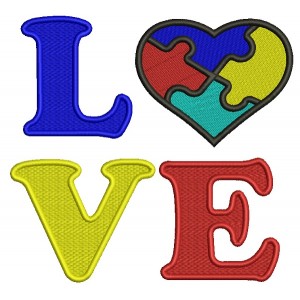 Love Heart Autism Awareness Filled Machine Embroidery Design Digitized Pattern