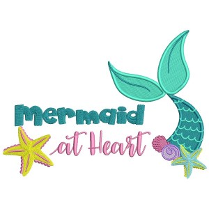 Mermaid At Heart Filled Machine Embroidery Design Digitized Pattern
